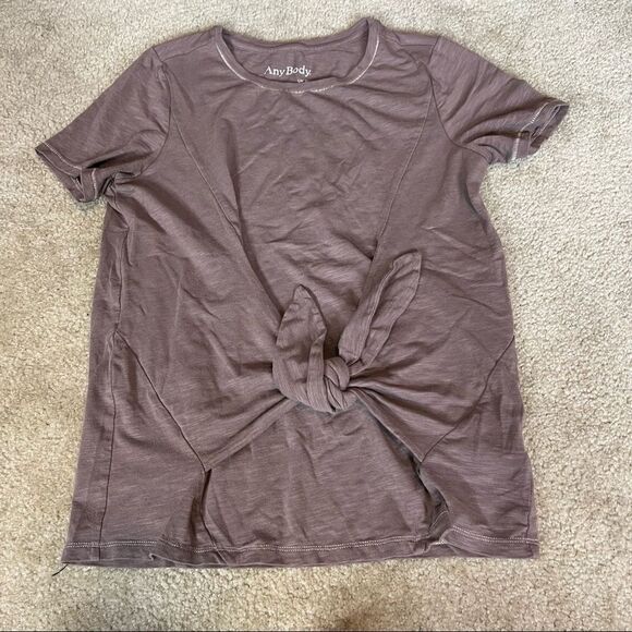 Any Body Oversized Tie front Tee Brown women's size XXS - Picture 2 of 10